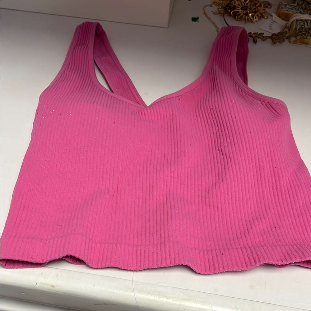 Pink Ribbed Crop Top